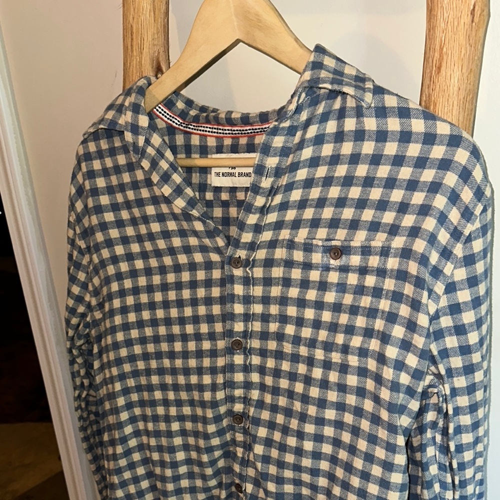The Normal Brand Stone Blue and Cream Flannel